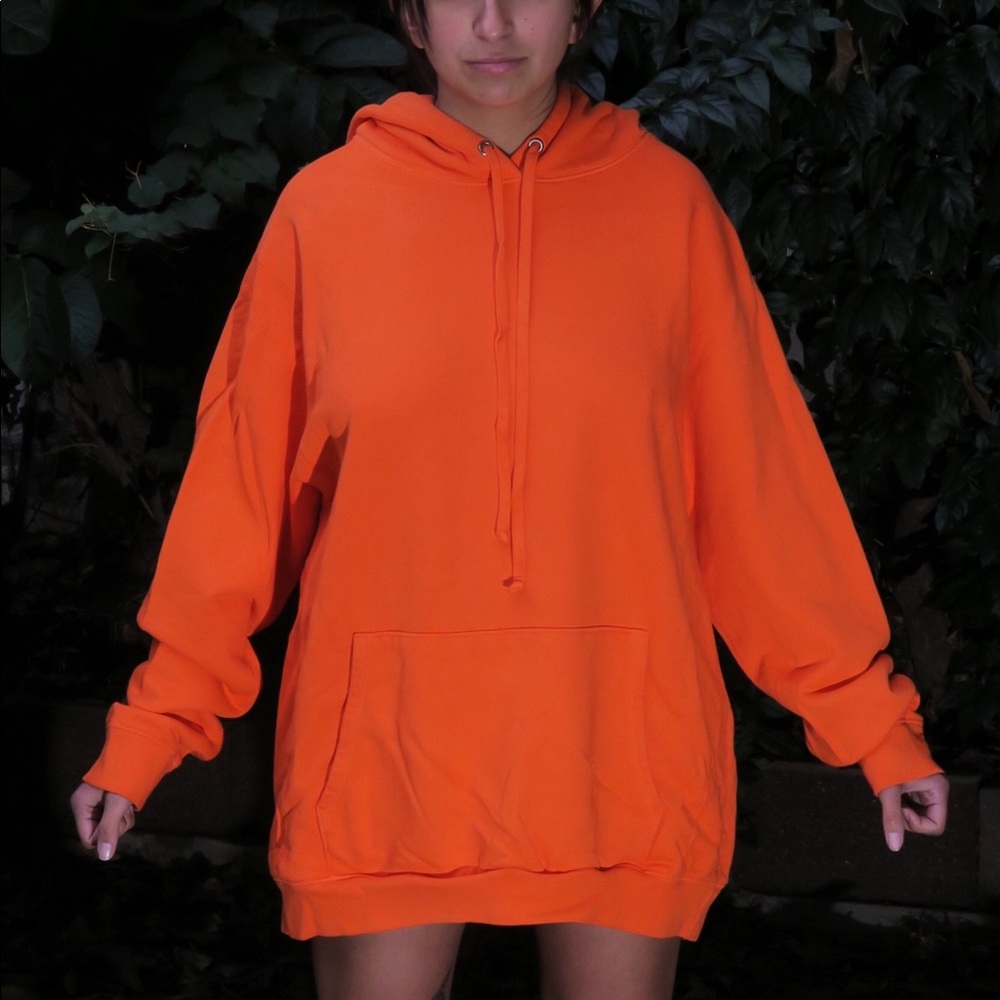 Orange Terry Cotton Hoodie